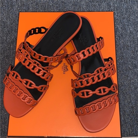 Stunning HERMES Nappa leather sandals. Priced to sell! Unique; eye-catching!!!